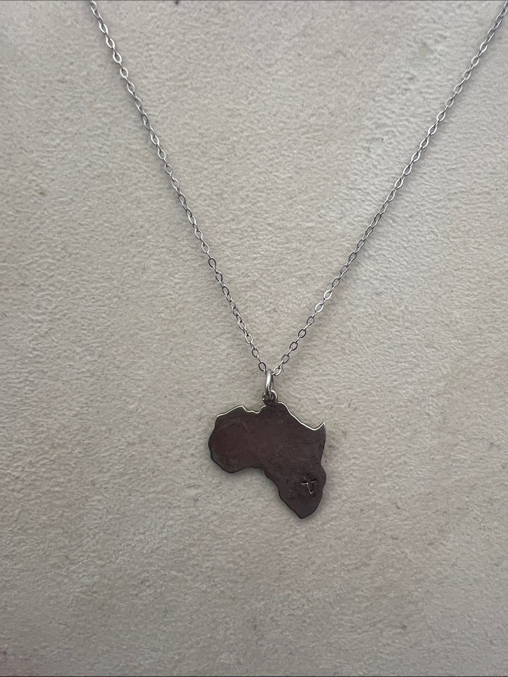 Sterling Silver Africa Map Pendant Necklace - Silver